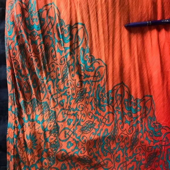 Tommy Bahama Orange Printed Maxi Dress w/ Pinholes Size S - Picture 14 of 14
